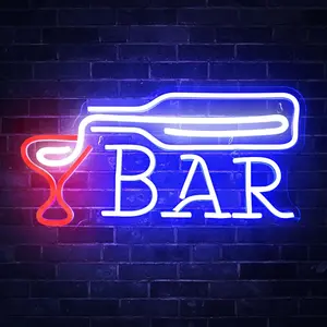 Neon Bar Signs for Home Bar, Led Beer Neon Signs Cocktail USB Powered with Dimmer & Switch, Light Up Neon Signs for Wall Decor, Bedroom Pub Man Cave Bistro Party Gifts