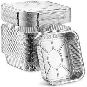 8” Disposable Aluminum Foil Square Baking Pans | 8 x 8 Cake Pan Tin for Broiling, Toaster Oven, Meal Prep, Roasting, Take Out | 20 Pack (8" X 8" With Lids)