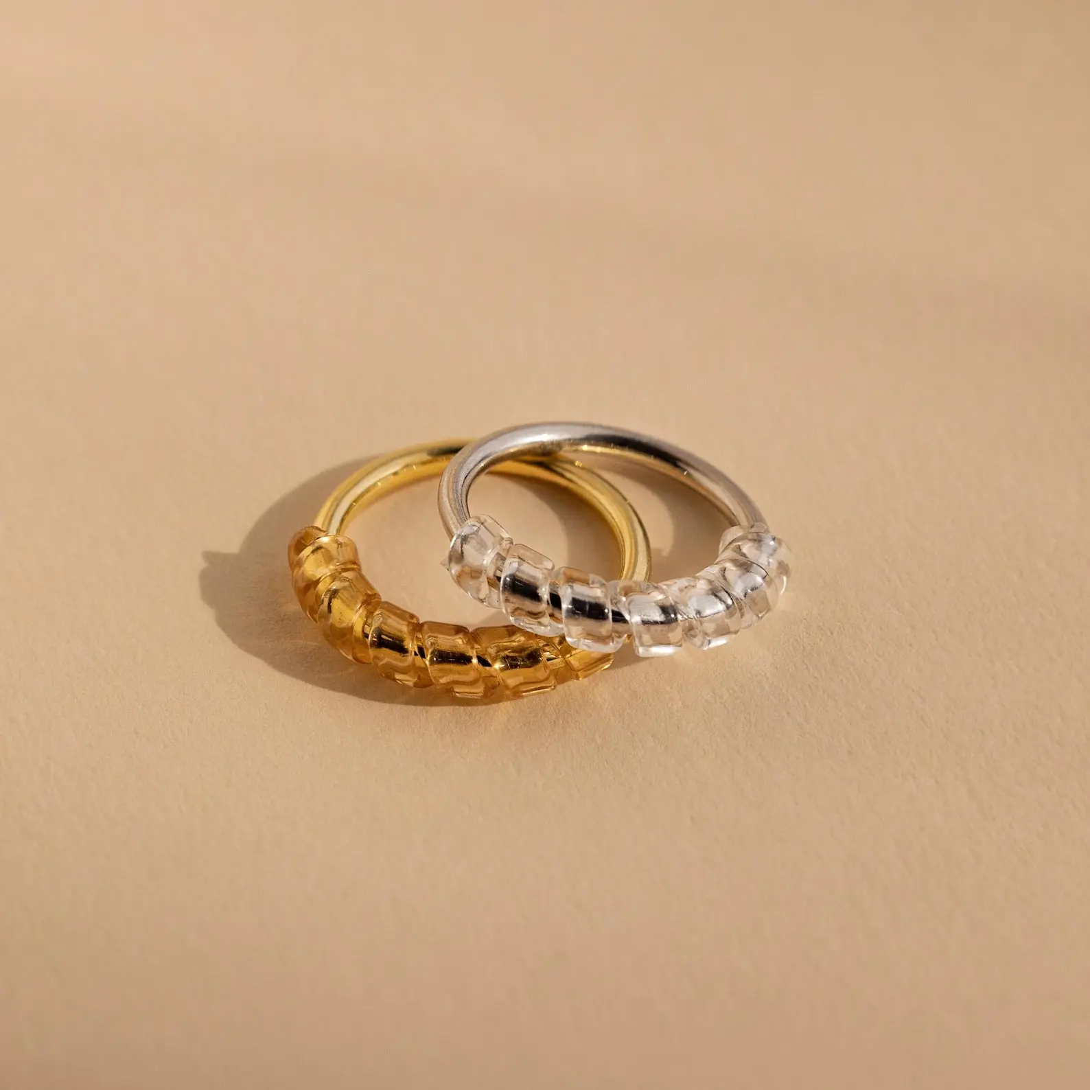 Ring Size Adjuster by Caitlyn Minimalist - Invisible Ring Spacer for Loose Rings - Set of 4: Ring Guards in Clear & Gold - Easy to Use Spiral Ring Sizer