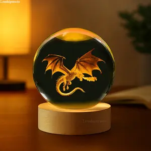 3D LED Dragon Crystal Night Light, Stylish Home Bedroom Decor, Mood Decorative Lights, Bedside Lamp, Ideal Gift for Birthdays, Valentines, Anniversaries, Ambient Decoration Lamp, Decorative Lighting