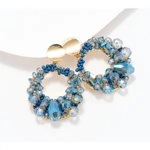 Susan Graver Glass Bead Cluster Wire Wrapped Earrings