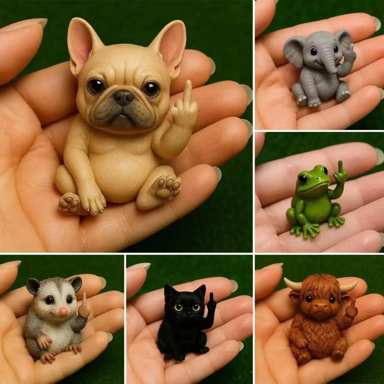 New Fun Mini Middle Finger Resin Animal Statue, Cute Design, Decor Ornaments, Room Accent, Miniature Things, Funky Home Decor, Holiday Gift