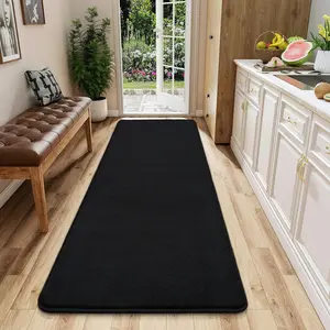 Shag Runner Rug for Hallways, 2x6 Feet Washable Rugs with Memory Foam for Bedroom, Entryway Indoor Fluffy Throw Rug for Bedside Living Room Kids Girls Nursery Dorm Room Decor, Black