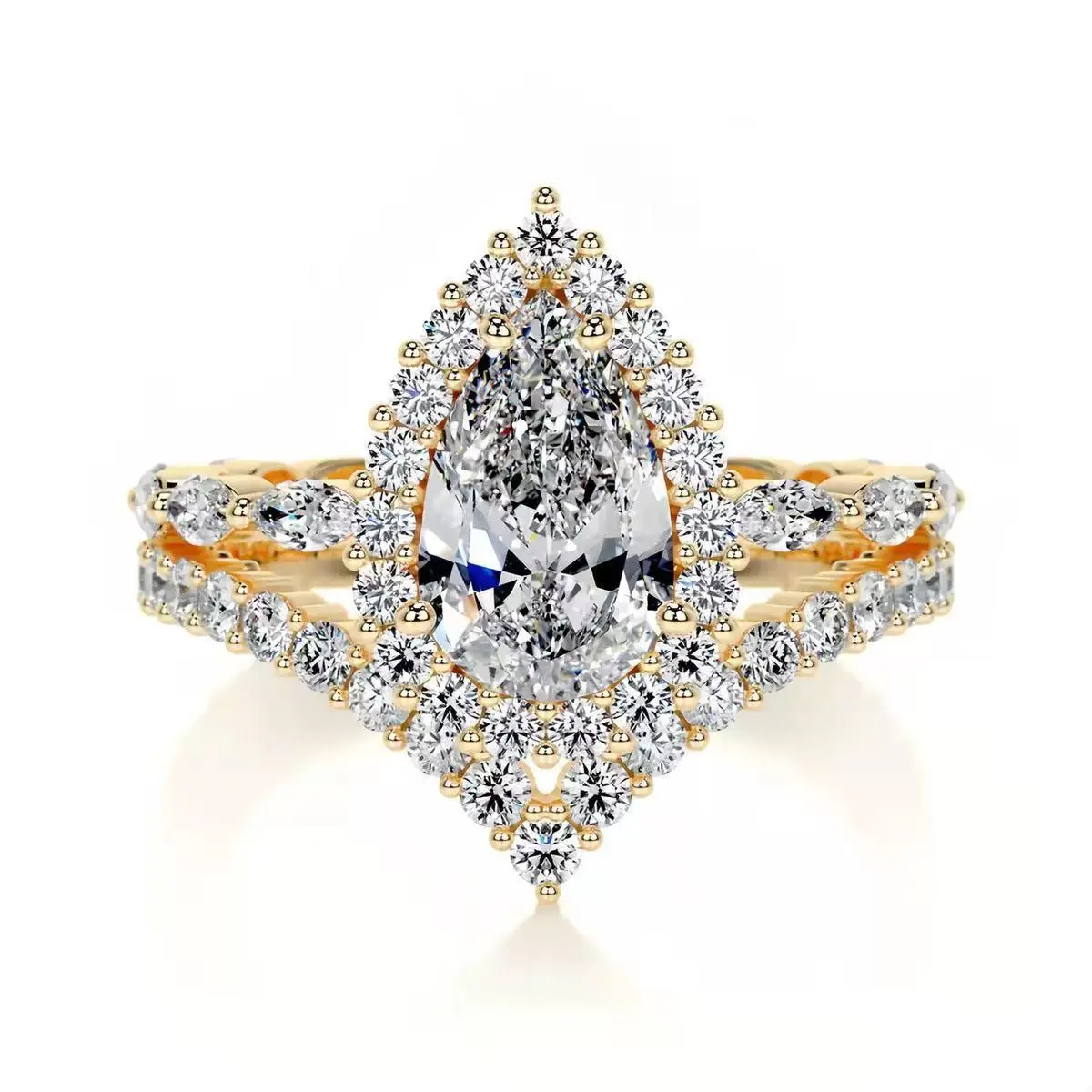 Lab-grown diamond 11065, 1.5 ct,  D-VS1, pear cut lab-grown diamond ring, IGI certification, stackable, light luxury high-end feel, versatile for everyday wear, engagement/proposal diamond ring.
