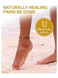 Women's Copper Anklet Bracelet, Magnetic Design for Arthritis Relief, Adjustable Size Heart Shape Fashion Accessory for Spring