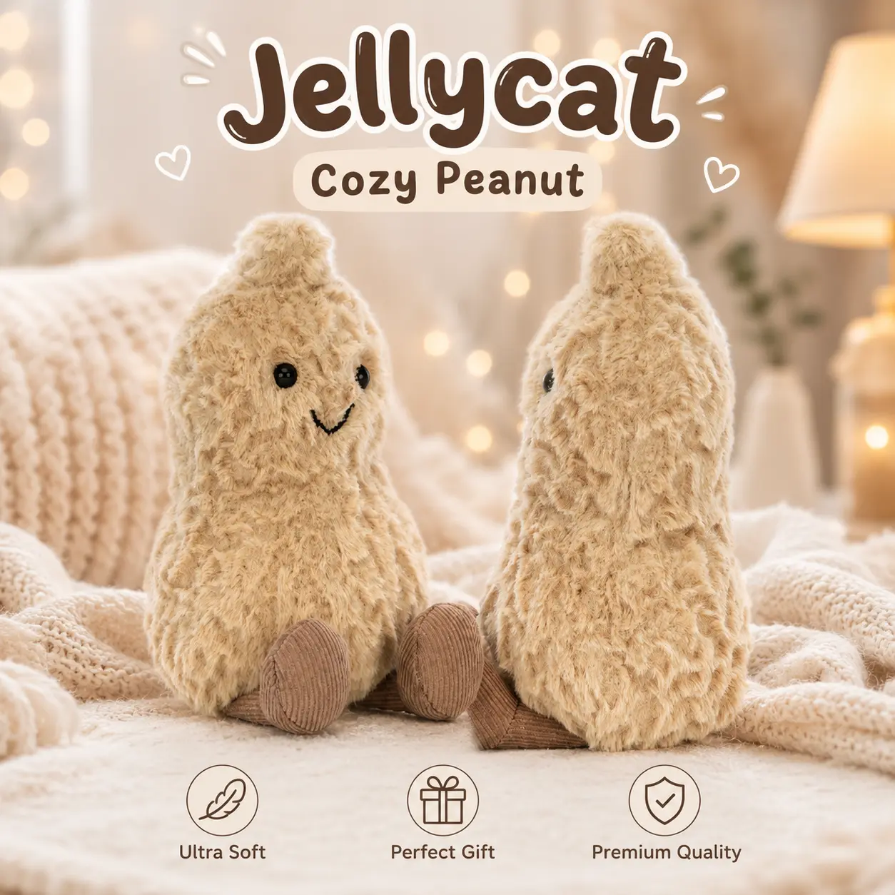 Jellycat Amuseables Peanut Plush Makes a Cute Soft Snack Friend for Baby Shower, Birthday Gifts and Desk Decor