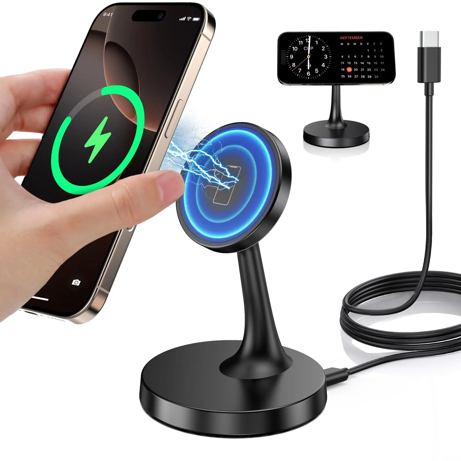15W Magnetic MagSafe Charger Stand | Fast Wireless Charging | iPhone 17–12 Compatible & AirPods