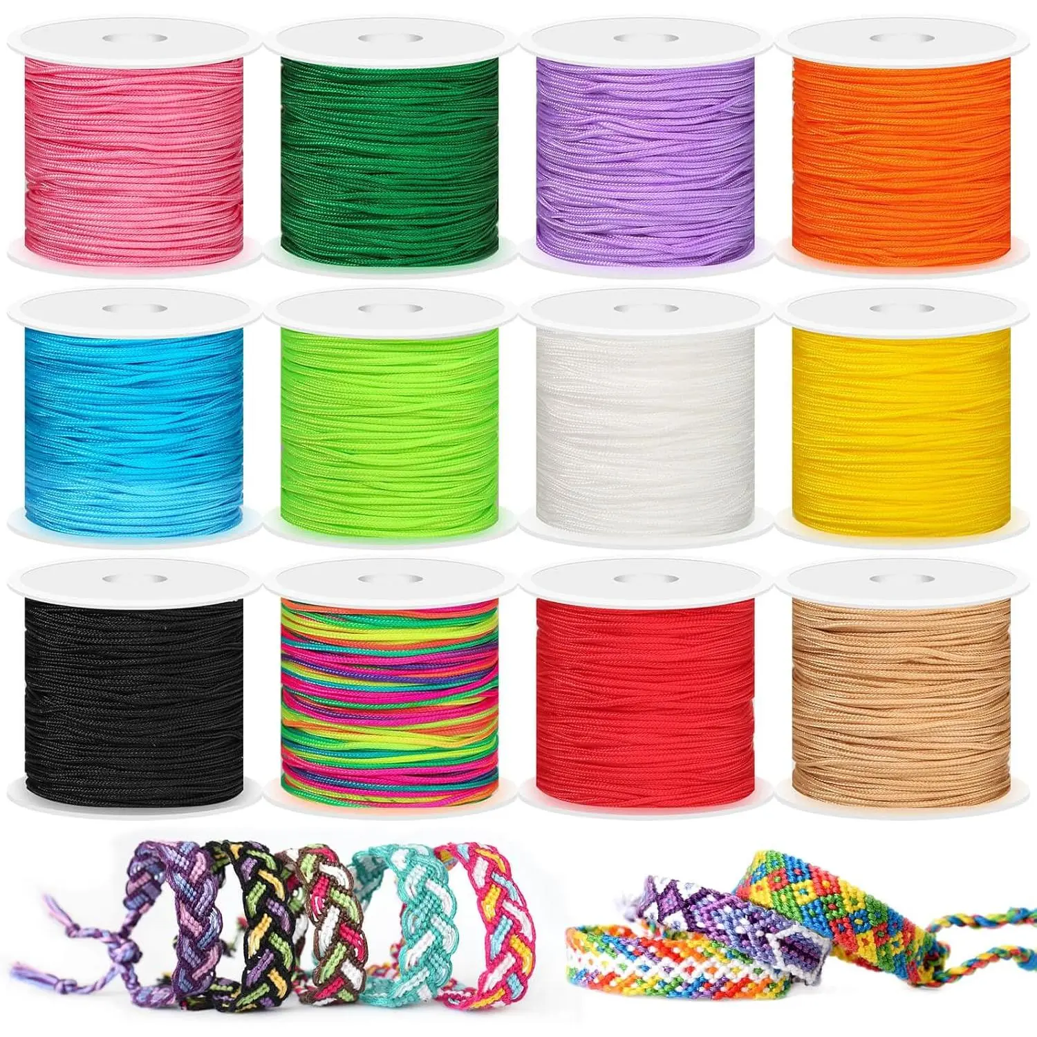 12 Rolls Nylon String for Bracelets, Chinese Knotting Nylon Cord for  Making, Nylon Beading Thread for Kumihimo, Braided Bracelets, Necklaces, Macrame Craft, Wind Chime