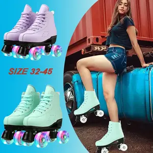 Outdoor Sneakers PU Leather Roller Skates Skating Shoes Women Double Row Roller Skates Breathable 4 wheel Skate Shoes 2025 Hot