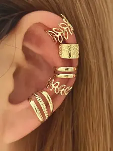 Fashion Vintage C-Shaped Ear Bone Clips, Ear Cuff, No Piercing Needed Personality Earrings, Daily Party Wear, 5 Piece Earring Stacking Set, Set of Five, Versatile and Stylish