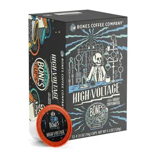 Bones Coffee Company High Voltage Flavored Pods | 12ct Kcups Beverage Bean