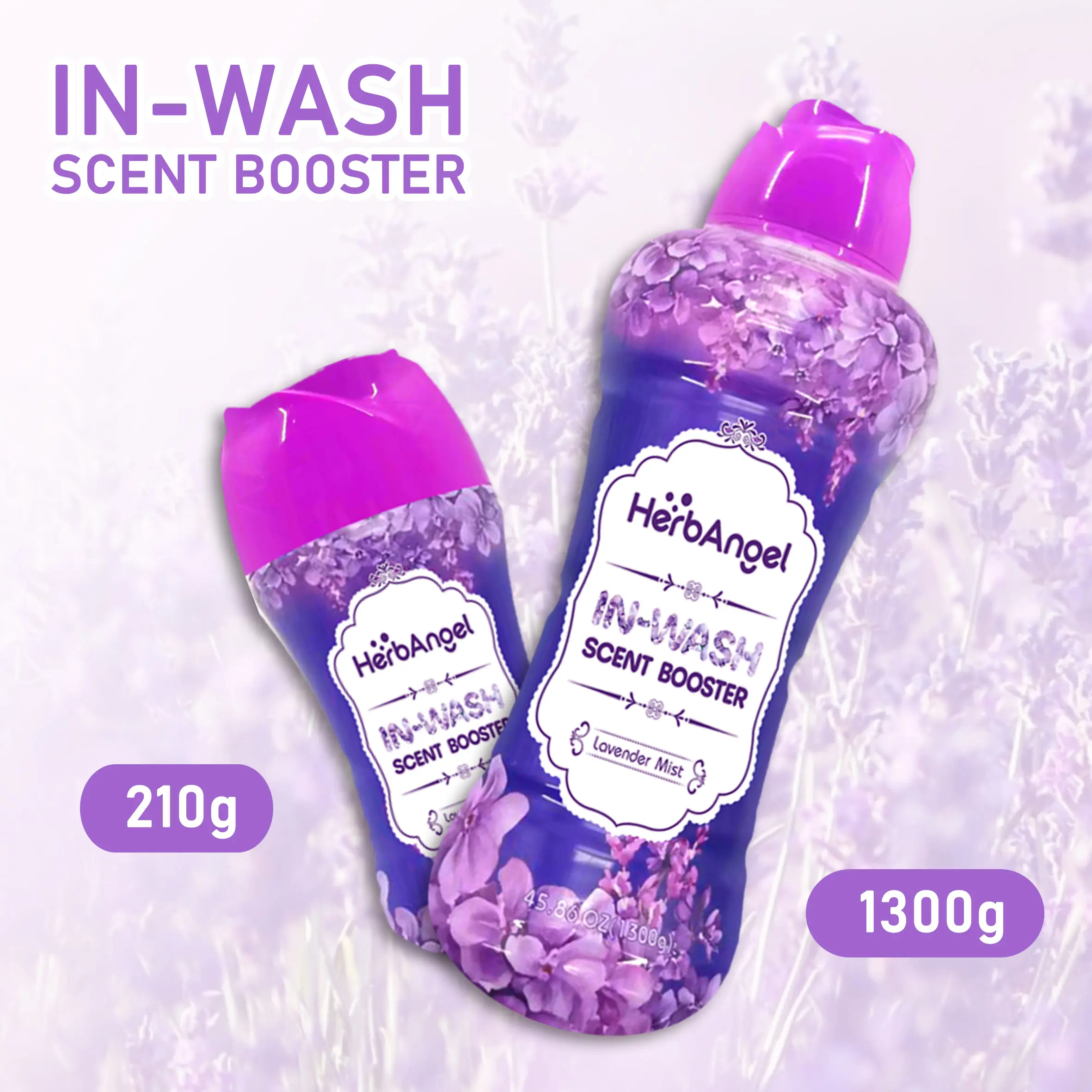Herb Angel Non Toxic In-Wash Scent Booster, Lavender Solid Fresh Beads, Cleaner Fragrance Enhancer, In-Wash Boost, 7.41-45.86 oz Bottle, Home Essential Laundry Accessory, Non Toxic Laundry Scent Booster