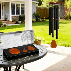 Large 32" Aluminium Wind Chimes for Outdoor, Garden & Patio – Classic Black Finish, Soothing Zen Tones, Weather-Resistant with Catcher – Ideal Gift for Mom, Neighbor, Housewarming or Unisex Decor