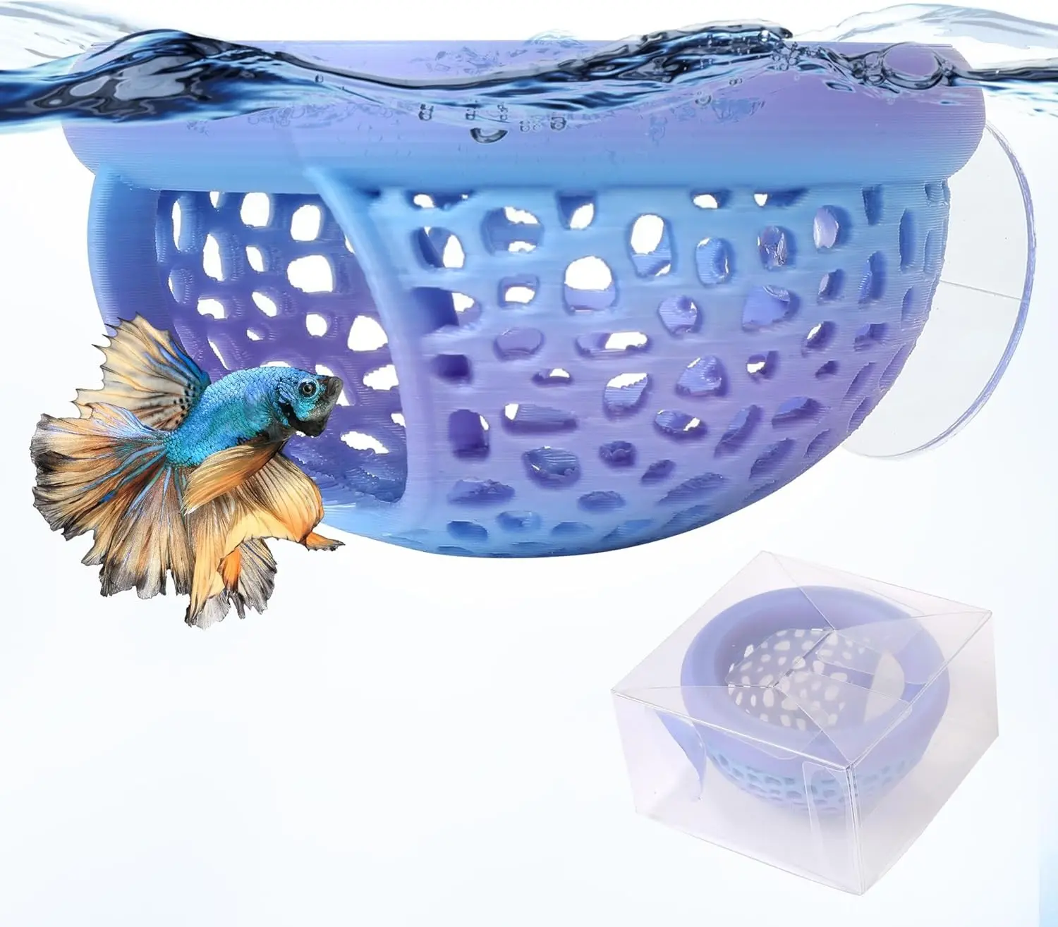 Multi-Functional Betta Hammock Feeding Bed - Floating or Suction Cup Mount, Adjustable Resting Spot & Hideout for Betta Fish & Shrimp, Betta Tank Accessories & Aquarium Decor