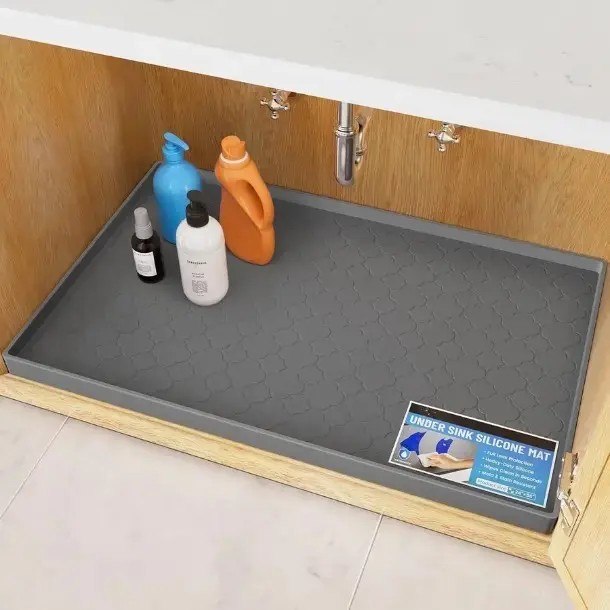 Waterproof Under Sink Mat 34x22 for Kitchen and Bathroom, Thicken Cabinet Protector and Kitchen Shelf Liner, Organizer and Storage, Multipurpose Mat for Pets, Coffee Area, and Shoe Entryway