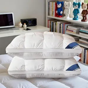 2 Luxury Hotel Quality Pillows Deep Sleep Neck Support All Season Non Sinking High Pillow Core Hypoallergenic Polyester Modern Design Soft Satin Cover Cooling Neck Pillow Ideal Gift