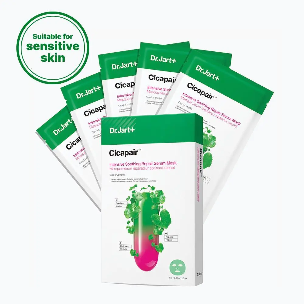 Dr.Jart+ Cicapair™ Sensitive Skin Serum Face Mask for Redness 5 Pack