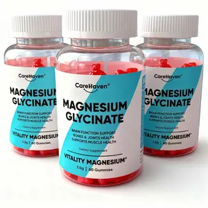 Carehaven Sugar-Free Magnesium Glycinate Gummies - High Absorption Vitamin & Zinc Supplement, Edible Magnesium for Muscle & Nerve Support, Brain Health, 60-Count Fitness Dietary Supplement