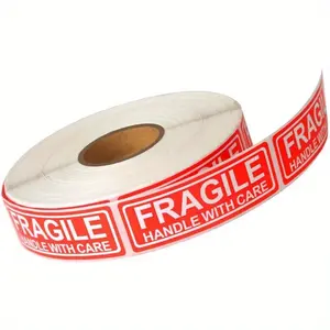 1pc fragile shipping label, sticky warning roll for packaging and handling, fragile - careful handling of English tape, essential for movers, strong paper material