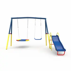 ARCH Swing Sets for Backyard with Kids Slide Outdoor Heavy-Duty Metal Playset 3 in 1 Swing Set with Slide, Outdoor Kids Stuff
