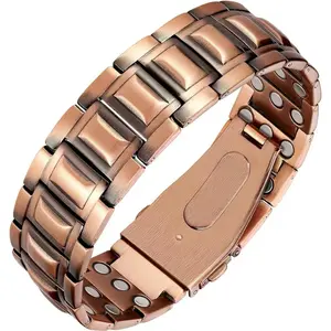 Vintage copper men's magnetic bracelet, adjustable size to fit different wrists. With a retro distressed texture that doesn't fade easily, it is comfortable and stylish to wear. A great choice for giving to your husband or elders.