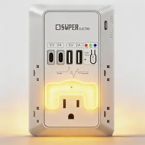 Multi Plug Outlet Surge Protector, USB Wall Charger with USB Timer,5 Outlet Extender with 4 USB Charging Ports (5V 5A),3-Sided 1200J Power Strip Multi Plug Adapter for Home Office,ETL Listed