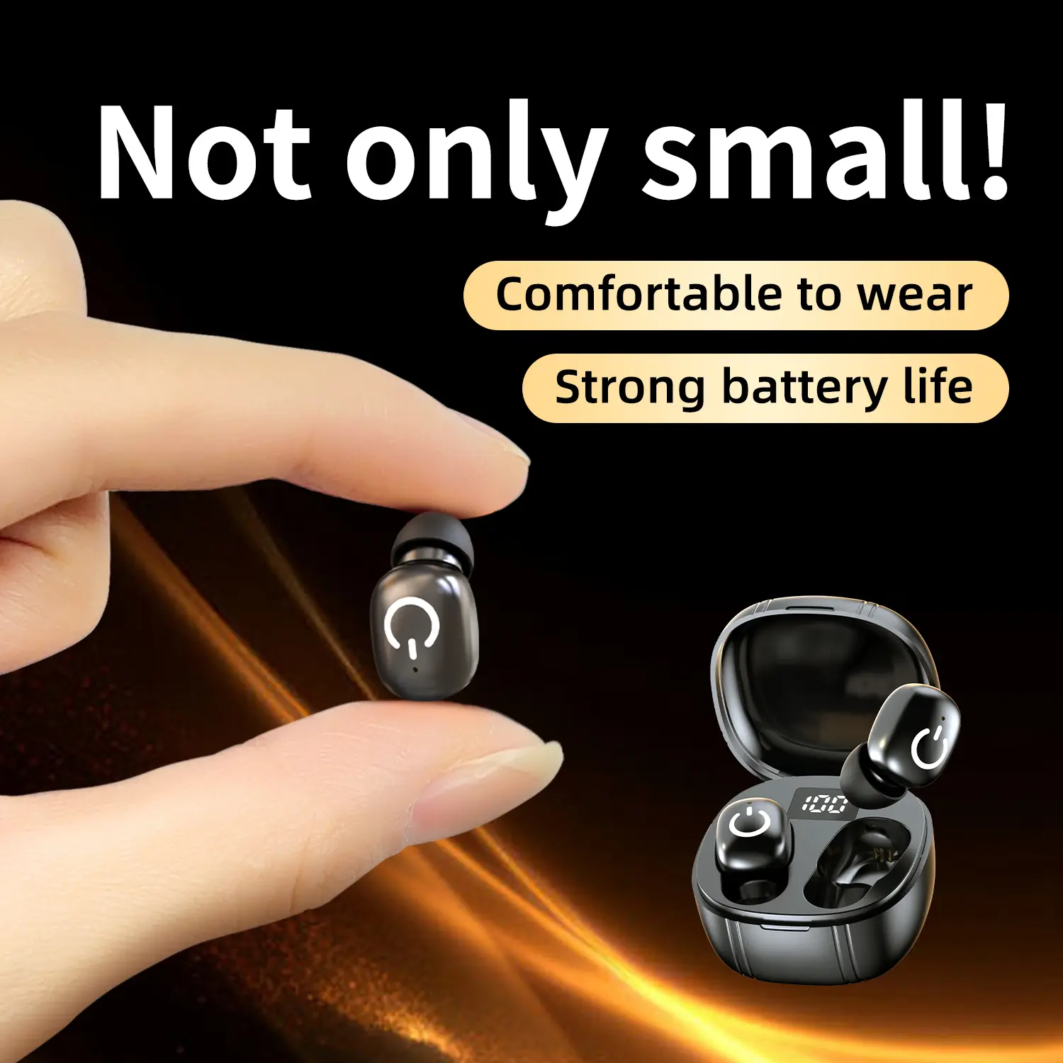 INSONIXN True Wireless Waterproof Fitness Earbuds - Long Battery Life, High-Fidelity Sound, Stable Clear Calls, In-Ear Design, Invisible Touch Controls, Type-C Charging Wireless Headphones for Fitness, Office Use