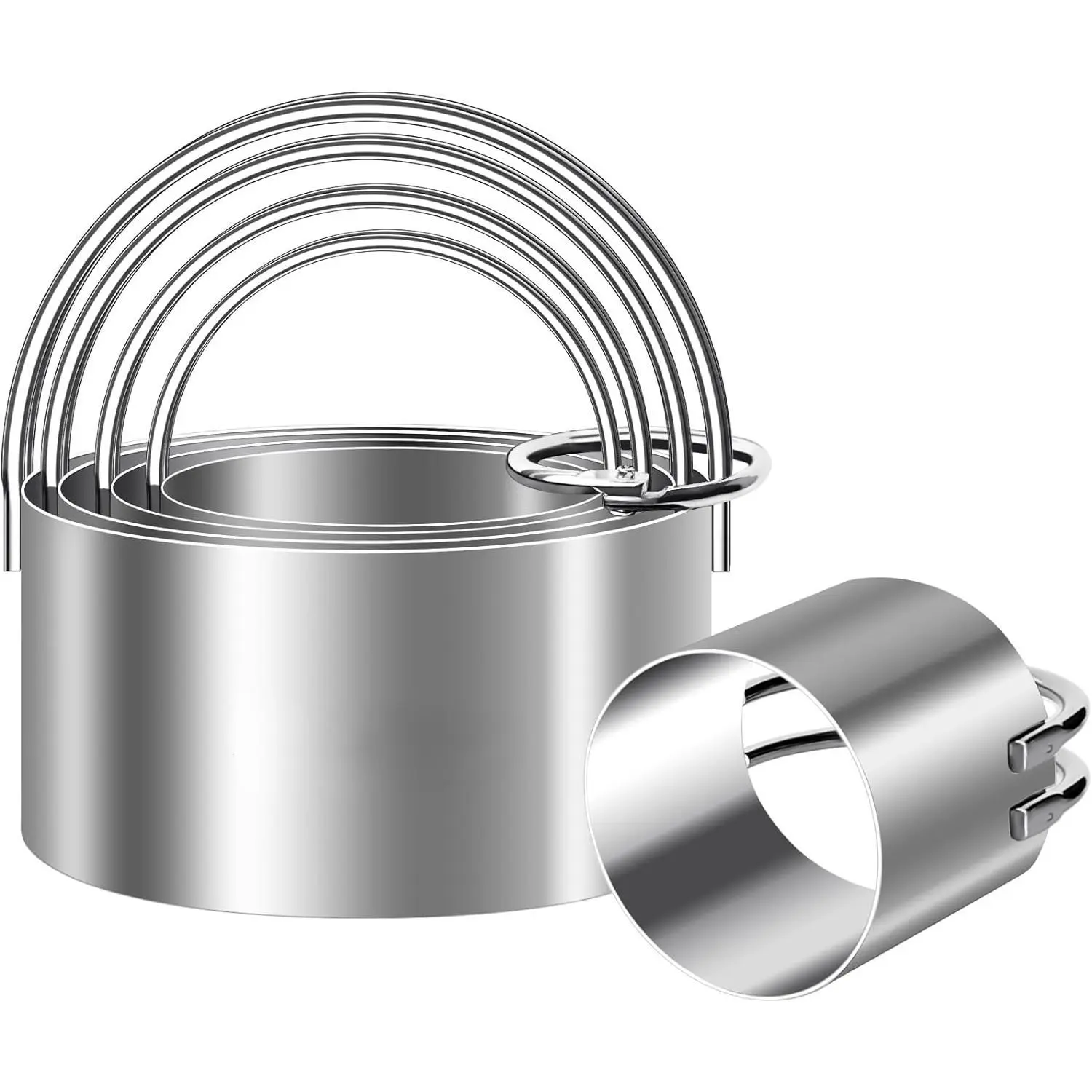 Stainless Steel Round Biscuit Cutters with Handle - 5 Different Sizes Utensils Bakeware Set, Rust-Resistant Kitchen Tool for Home-Cooks, Precise Cuts, Durable Shaper, Maintains Quality and Shine
