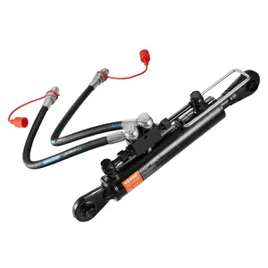 【fathersdaygift】VEVOR Hydraulic Top Link Cat.1-1 (8-1/4 in18-1/8~26-3/8 in )Hydraulic Cylinder with 2 Hoses & G3/8" Check Valve