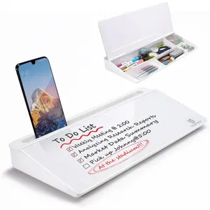 Small Glass Desktop Whiteboard-Dry-Erase Board, Computer Keyboard Stand with White Board Surface Pad and Drawer, Desk Organizers with Accessories for Office, Home, School Supplies