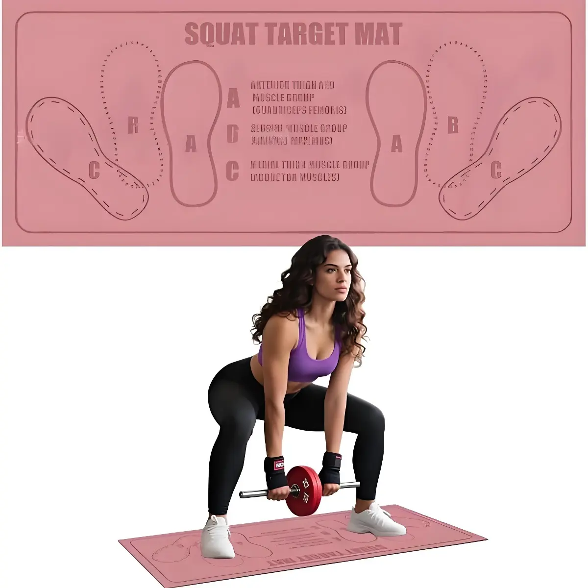 Non Slip Exercise Mat with Foot Placement Marks for Home Gym Floor Cushioned Workout Pad Lightweight Portable Fitness for Men Women