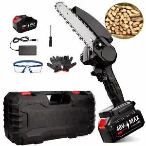 Handheld Cordless Mini Chainsaw, 6-Inch Electric Chain Saw with 1 Battery, for Tree Trimming and Wood Cutting, Great Present for Father, Husband, Men