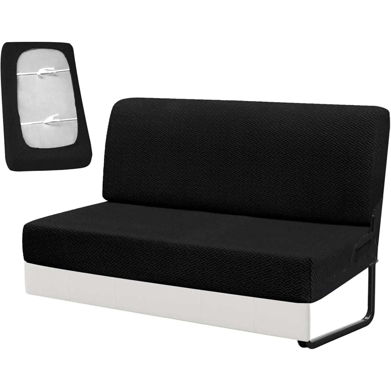 RV Couch Cover 2-Piece Set, Sofa Slipcovers for Jackknife Sofa Bed - Couch Protector, RV Furniture Cover (Black), Two Piece Set, Geometric