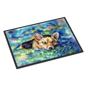 Carolines Treasures 7409MAT 18 x 27 in. Corgi Tuckered Out Indoor or Outdoor Mat