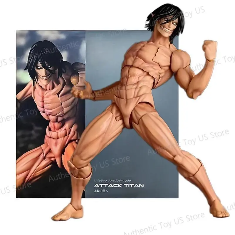 Attack on Titan Eren Jaeger Anime Action Figure, Revoltech Amazing Yamaguchi Movable PVC Collection Doll, Action Figures Anime Toy for Hobbies & Stress Relief, Anime Figures