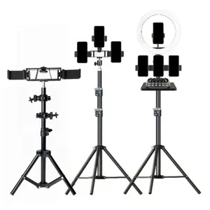 55cm 110cm 160cm Professional Multi-Phone Dual Position Live Streaming, Extendable Portable for Phone Camera Flashlight Microphone Videography Equipment