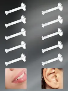Invisible Transparent Lip Rings, Septum Piercing for Students, 10 Pairs, Daily Wear Fashion Accessory, Casual Style, All Seasons, Plastic Material, Nose Piercing Kit, Nose Piercings Kit