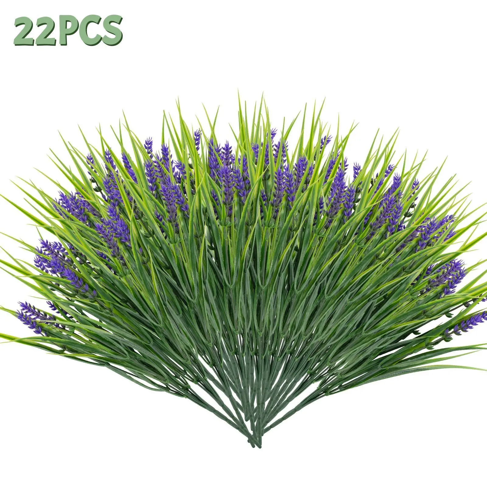 12/22 Pcs Fake Wheat & Artificial Lavender Greenery, UV-Protected Wheat Grass Plants, Adjustable Stems, Non-Fading Realistic Faux Florals, Plastic Fake Greenery, Artificial Outdoor Plants
