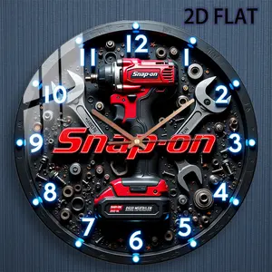 12inch Industrial Machinery Theme Silent Wall Clock with Red Snap Drill Bit and Wrench Design - Quartz Movement, Battery Operated (AA Batteries Not Included) - Garage, Workshop, Home Office Decoration - Exclusive Round Clock for Tool Enthusiasts and Mecha