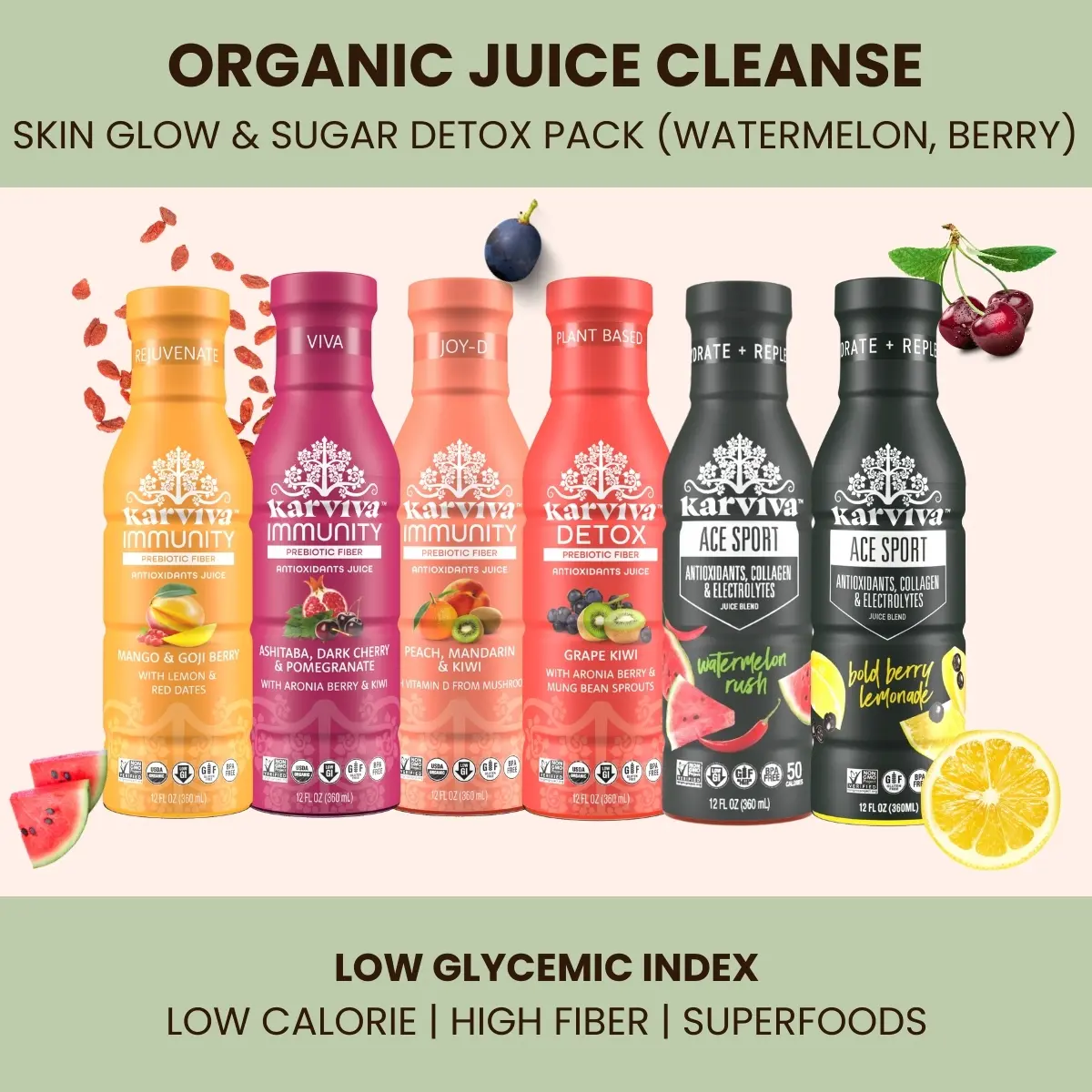 Karviva Organic Juice Variety Pack, Plant-Based Fruit and Vegetable Beverage, No Added Sugar, Ready to Drink, Mixed Flavors, Refrigerated Juice, 6-42 Bottles, 12 fl oz Each