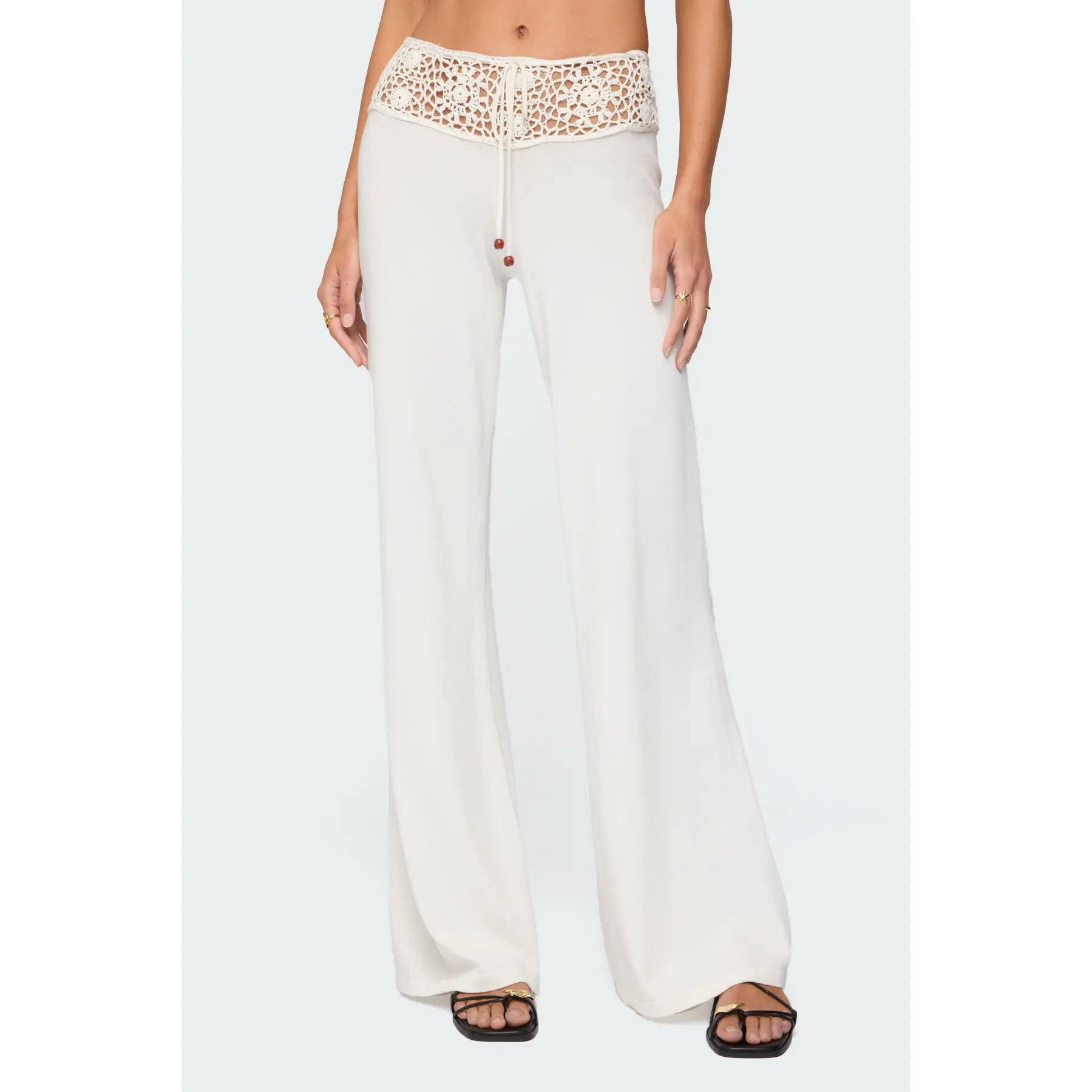 Women Kirsty Crochet Waist Knit Pants Casual Elastic Drawstring Lounge 2026