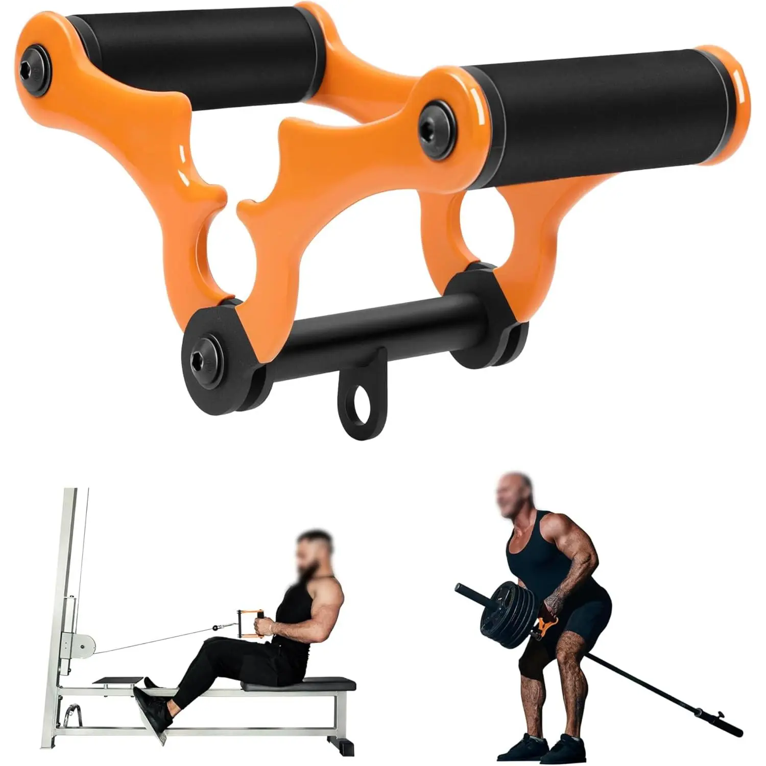 V-Bar Dumbbell Mine Attachment Barbell Bar with T-Handle Foldable V-Bar Rowing Handle Rubber-Coated Double D-Shaped Rowing Handle Strength Training Bar T-Shaped Rowing Attachment