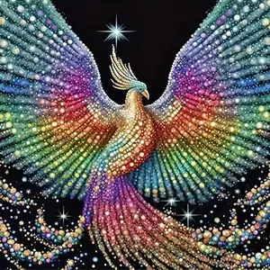 5D DIY Full Diamond Painting Kit, Diy Project, Sense of Accomplishment, Phoenix Pattern, Lifelike, Suitable for Beginners, Home Wall Decor, Gift Idea, Thoughtful Gift, Adult Starter Set, Beginner Friendly