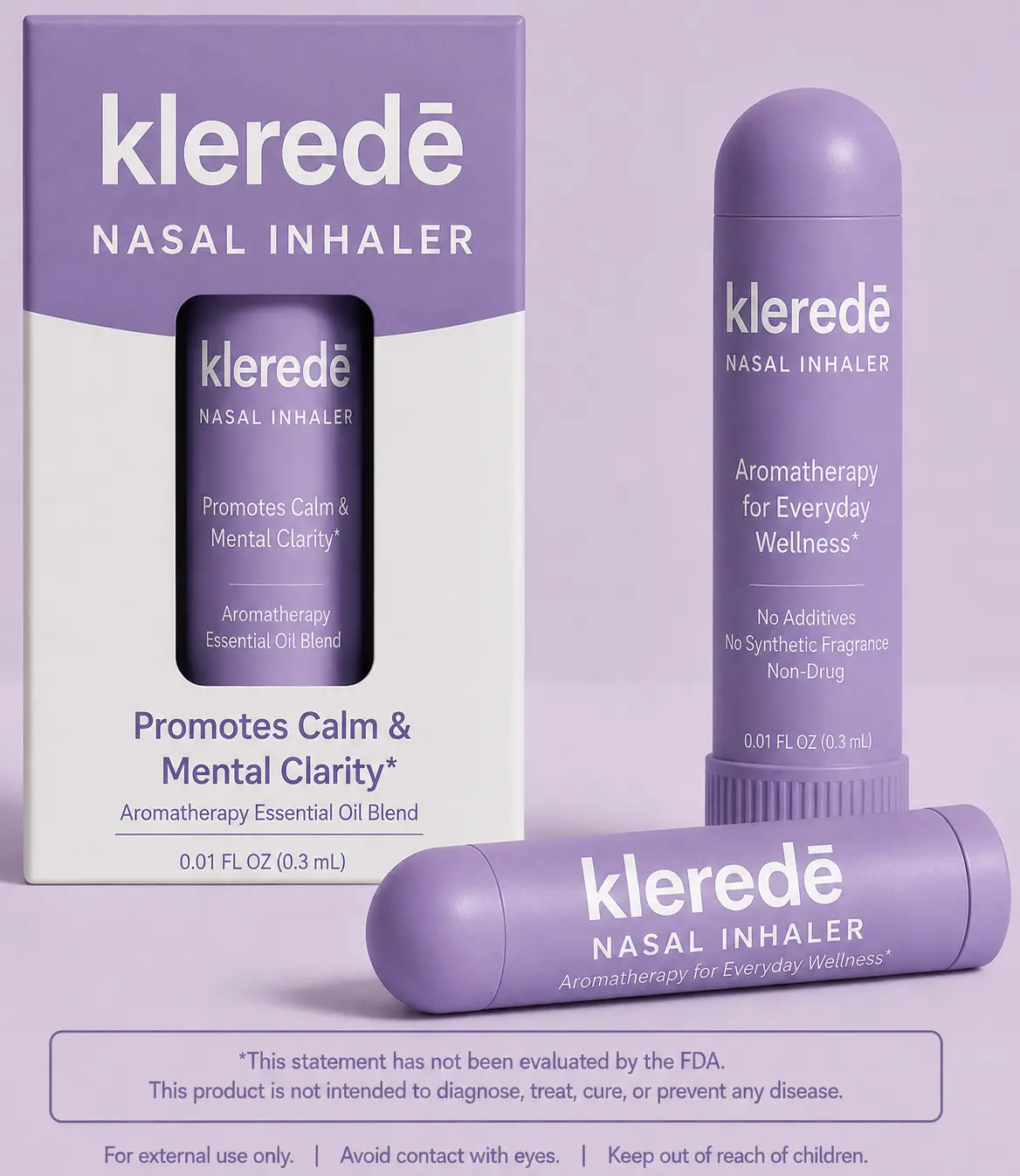 Klerede Essential Oil Aromatherapy Inhaler - Non-Toxic Health Solution, Therapeutic Natural Blend Wellness Accessory, Prop 65 Safe for Stress Relief