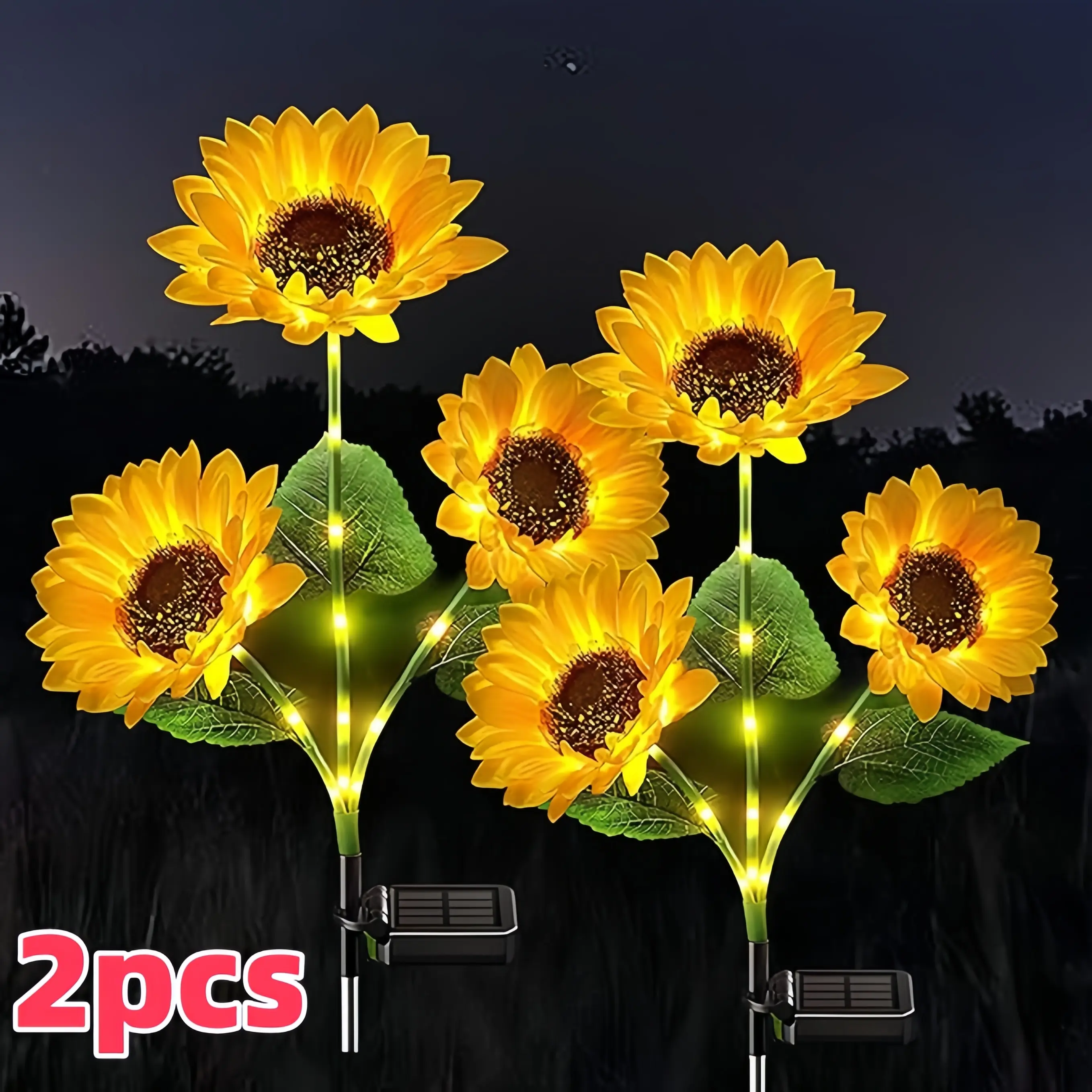 VITYAZI Solar LED Sunflower Garden Lights, 2/4/8pcs Realistic Night Glow, IP65 Waterproof Durable Plastic, Upgraded Solar Panels, Energy Efficient Outdoor Lighting for Yd, Home Decor, Outdoor Mount Decorative Lamps, LED Ground Lights Decorative Lamps, Sol