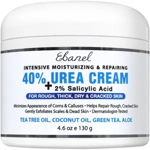 Ebanel Urea Cream 40% + Salicylic Acid 2% for Dry Cracked Heels, Knees, Elbows, Hands, and Callus Removal, Keratolytic Skin Barrier Repair Cream
