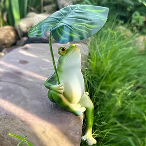 1Pcs Umbrella Frog Stress Reliever – Creative Animal Outdoor Decor, Perfect for Balcony, Garden, Patio & Fish Tank Display