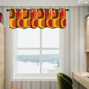 Retro Kitschy Mod Orange Yellow Brown Red 70s Designed Valance Curtains