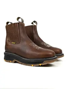 3078 OCRE Mens Work Ankle Boot Leather Soft Toe Square Toe Design for Comfort and Durability