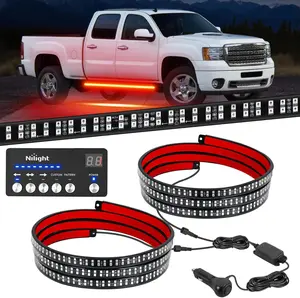 Nilight 2PCS 70 Inch Strobe Light Strip with Controller 864 LED Red Running Board Lights Flexible Side Flashing Working Safety Waterproof for Truck Construction Pickup summervibes